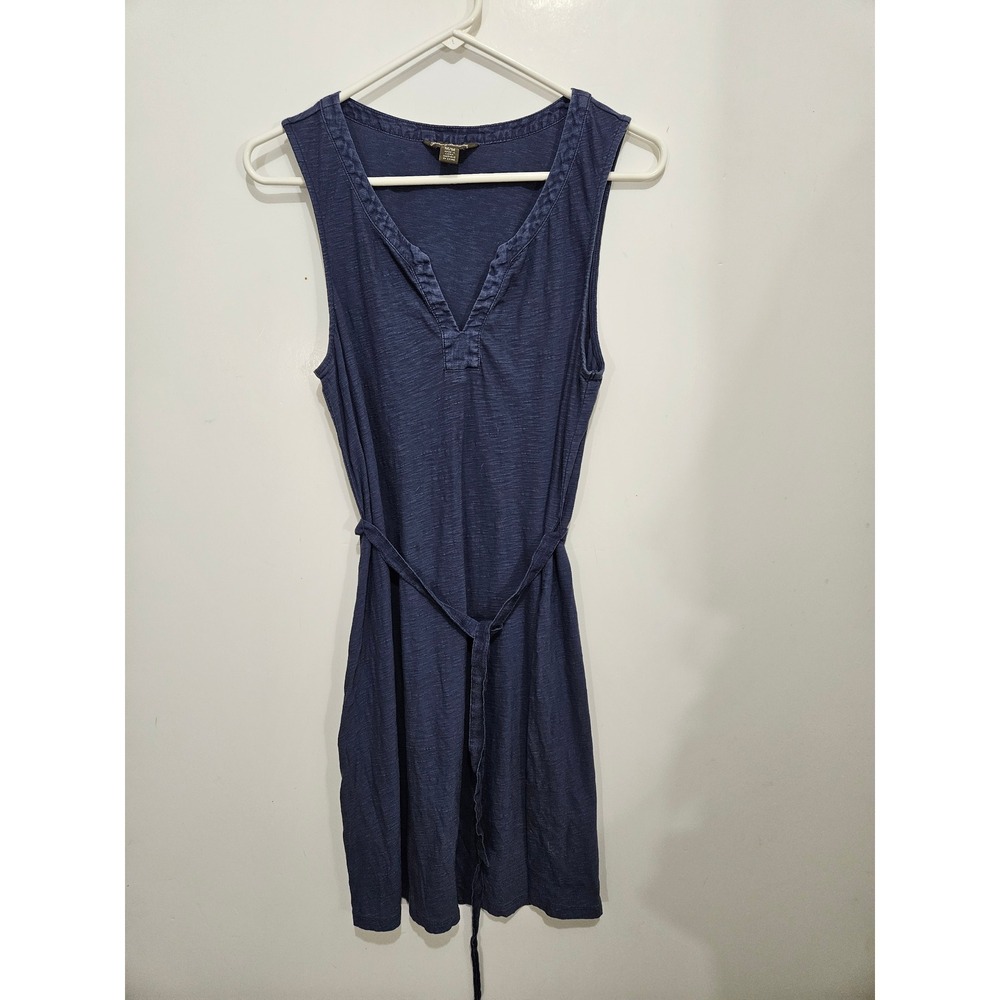 Tommy Bahama Womens Navy Blue Slub Knit Cotton Sleeveless Belted V-Neck Dress M